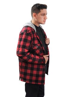 RELAXED FIT. Perfect for layering in the winter or during cool fall evenings, this relaxed fit hooded flannel doesn't restrict movement and leaves room for layering on colder days INSULATED WARMTH. Crafted with diamond black quilted polyester padding, and a hood lined with a soft jersey knit material, this flannel is guaranteed to provide extra warmth and comfort FUNCTIONAL STYLE. This 100% cotton brushed flannel with a 100% polyester quilted lining, is made with style in mind. Wear it on the jo Casual Winter Flannel Shirt For Streetwear, Casual Winter Flannel Streetwear Shirt, Casual Hooded Flannel Shirt For Winter, Long Sleeve Flannel Shirt For Winter Streetwear, Winter Long Sleeve Flannel Shirt For Streetwear, Long Sleeve Flannel Shirt For Streetwear In Winter, Winter Streetwear Flannel Shirt With Pockets, Winter Outdoor Plaid Hooded Jacket, Plaid Hoodie For Winter Outdoor Activities