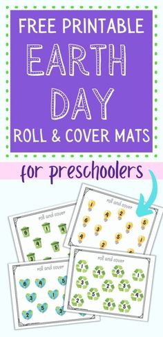 free printable earth day roll and cover mats for preschoolers to practice counting numbers