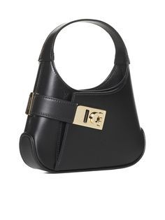 Shoulder Bag from FerragamoComposition: ->calf Leather, 100% | Ferragamo Women's Shoulder Bag in Black | SS24 Luxury Top Handle Bag In Calf Leather, Luxury Calf Leather Top Handle Bag, Classic Calf Leather Shoulder Bag With Handles, Saffiano Leather Satchel Bag With Handles, Saffiano Leather Satchel With Handles, Elegant Coated Canvas Box Bag For Shopping, Elegant Coated Canvas Box Bag For Travel, Classic Saffiano Leather Shoulder Bag With Handles, Luxury Calf Leather Bags With Gold-tone Hardware