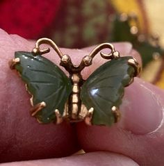 Made from Canadian nephrite jade - traditionally the butterfly is a symbol of successful love and a gift from a lover to the loved one, so a symbol of change or transformation, joy and love... Jade Butterfly Necklace, Unique Green Butterfly Earrings, Butterfly Jade Pendant, Elegant Pink Butterfly Charm Earrings, Green Butterfly Brooch Jewelry, Nephrite Jade, Butterfly Earrings, Jewelry Earrings Studs, Jade