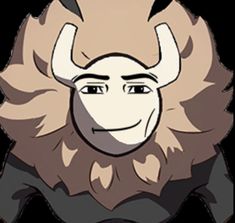 an animal with horns on it's head is shown in this cartoon character image