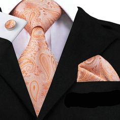 Peach Paisley Tie Peach Tie, Paisley Tie, Tie Men's, Cufflink Set, Tie Set, Mens Neck Ties, Silk Necktie, Mens Accessories Fashion, Mens Fashion Trends