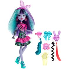 a doll with long hair and accessories for her to wear in the same outfit as she is