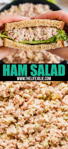 ham salad sandwich with lettuce and tomato on toasted bread