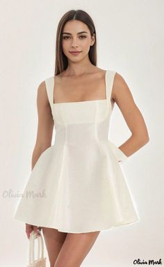 Olivia Mark - Fashionable Woven Waist-tie Bowknot Cami Dress Bow Strap Dress, Lantern Skirt, Long Sleeve Silk Dress, White Dresses Graduation, Cotton Silk Dress, Formal Occasion Dress, White Slip Dress, Halter Neck Maxi Dress, Camisole Dress