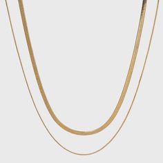 14k Gold Plated Duo Herringbone Chain Necklace - A New Day™ : Target Two Princess, Baddie Vibes, Herringbone Chain, Box Chain Necklace, Stacked Necklaces, Necklaces Gold, Chain Necklaces, Jewelry Cleaner, Layered Look