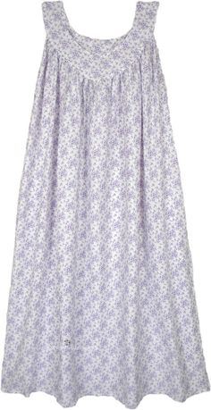 A lavender vine print on a white, cotton, light weight summer night dress. A dress to wear around the house or on the beach or for a good night`s sleep in cool comfortable pre-cotton. #tlb #Sleeveless #XLPlus #Pocket #Floral #Printed #FloralDress #EasyCottonDress #CottonDressforSummer #CottonNightDress #CottonWomenNightWear Night Dress Cotton, Lavendar Dress, Summer Night Dress, Cotton Night Dress, Modest Clothing Women, Sleeveless Cotton Dress, Boho Layering, Hippie Look, Embroidery Tutorial