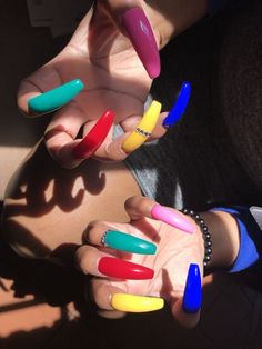 Rainbow Nails, Cute Acrylic Nails, Nails On Fleek, Holiday Nails, Trendy Nails, How To Do Nails, Long Nails