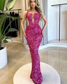 fuchsia special sequin square neckline mermaid evening dress Special Occasion Dresses Long, Ombre Bridesmaid Dresses, Simple Lace Wedding Dress, Prom Dresses Under 100, Short Lace Wedding Dress, Simple Homecoming Dresses, Burgundy Homecoming Dresses, Evening Dress Collection, 2025 Wedding