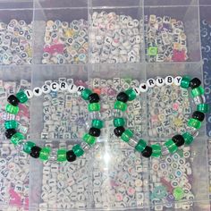 Handmade Green “I <3 Scrim” And “I <3 Ruby” Friendship Bracelets Bracelets Clay, Bracelet Message, 4 Friends, Green I, Hand Crafted Jewelry, Crafted Jewelry, 7 And 7, Women Accessories Jewelry, Friendship Bracelet