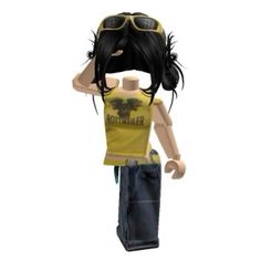 a female doll with sunglasses and yellow shirt