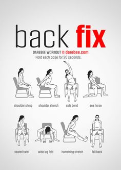 the instructions for how to do back fix on a white background with black and red lettering