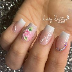 Nail Art For Kids, 3d Nail Art Designs, 3d Flower Nails, Curved Nails, Manicure Nail Designs, Gel Nail Art Designs, Pink Ombre Nails, Fancy Nails Designs, Nails Design With Rhinestones