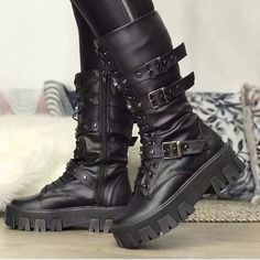 Category:Boots; Upper Materials:PU Leather,PU; Season:Fall,Winter; Heel Type:Platform; Gender:Women's; Toe Shape:Round Toe; Type:Mid Calf Boots; Style:Casual; Heel Height(inch):1-2; Outsole Materials:Rubber; Occasion:Daily; Closure Type:Zipper; Pattern:Solid Color,Solid Colored; Listing Date:08/03/2022; Production mode:Self-produce; 2024 Trends:Combat Boots,Plus Size,Goth Boots,Lace Up Boots; Foot Length:; Foot Width:; Size chart date source:Provided by Supplier.; US Size:null; UK Size:14.5; EU Fall High Ankle Combat Boots With Zipper Closure, High Ankle Combat Boots With Zipper For Fall, Edgy Martin Boots With Round Toe For Winter, Fall High Ankle Combat Boots With Zipper, Edgy Martin Boots With Round Toe For Fall, Punk High-top Platform Boots For Fall, Fall Punk High-top Platform Boots, Edgy High-top Martin Boots For Fall, Fall High-top Martin Boots With Zipper Closure