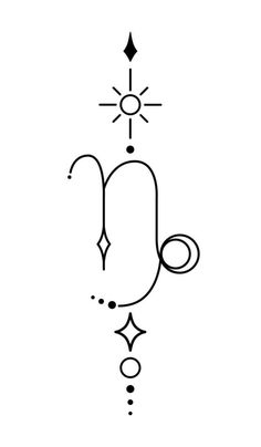 the zodiac sign is drawn in black and white