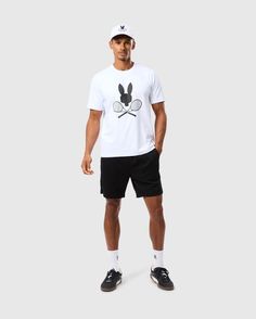 Crafted from a performance-led jersey and elevated with a tennis-inspired Bunny logo, the Courtside graphic tee is designed to keep you looking and feeling cool—whether you're on or off the court.Also available for KidsKnit - 94% nylon, 6% spandexMade in ChinaRegular fit Bunny Logo, Tennis Shop, Golf Shop, Polo Tees, Sweatpants Shorts, Sports Shops, Swimwear Shorts, Swim Shop, Sports Tees