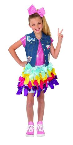 "JoJo Siwa Bow Dress" Nickelodeon   Rubie's Costume Company DESCRIPTION: Nickelodeon "JoJo Siwa Bow Dress" Child Costume Rubie's Costume Company Item # 641379 Sizes Available: SMALL - MEDIUM - LARGE This costume is new in its original package. It is part of the "Nickelodeon" line produced by Rubie's Costume Company. Keep in mind that packaged costumes tend to run slightly small... Please refer to the size chart photo to make sure the size is correct as we allow NO RETURNS on packaged costumes. The costume in the picture is the company's photo from the catalog. This costume includes the following: Dress w/attached bows Veil Email with any questions regarding size, etc. before purchasing as we DO NOT ALLOW RETURNS on packaged costumes. Be sure to check out our other listings as we are always Jojo Siwa Costume, Jojo Hair Bows, Childrens Halloween Costumes, Jojo Jojo, Jojo Siwa Bows, Fancy Dress Up, Costumes For Sale, Bow Dress, Jojo Siwa