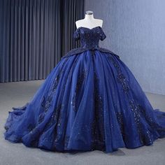 Blue Ball Gown Quinceañera Dress – TulleLux Bridal Crowns & Accessories Navy Blue Quinceanera Dresses, Blue Quince Dress, Royal Blue Ball Gown, Quince Pictures, Quinceanera Themes Dresses, Blue Ball Gown, Debut Ideas, Navy Blue Prom Dresses, Quinceanera Dresses Blue