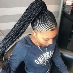 Goddess Braid Ponytail, Feed In Braids Ponytail, Trendy We Fryzurach, Cornrow Braids, Fesyen Rambut, African Hair Braiding Styles, Braided Ponytail Hairstyles, Feed In Braid