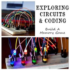 the cover of an electronic book with pictures of circuit boards and wires on it, including colored lights