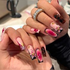 @cherie.xc Simple Toe Nails, Long Square Nails, Square Nail, Hippie Nails, Punk Nails, Hard Nails, Square Nail Designs, Girly Acrylic Nails, Dope Nail Designs