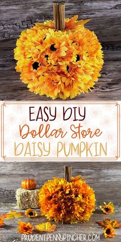 an easy diy dollar store daisy pumpkin