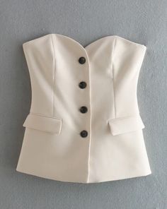 White Sleeveless Bustier Button Down Top | Hyuna L Ladies Shirts Formal, Fancy Lunch, Hyuna Fashion, Fancy Lunches, Red Camisole, Elegant Dresses Short, Formal Look, Fashion Chingu, Corset Outfit