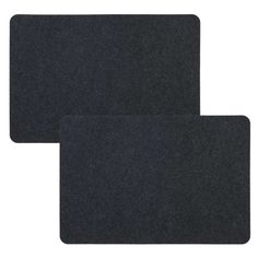 two black place mats on a white background