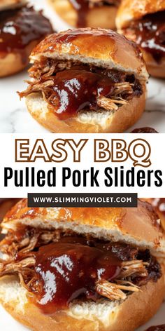 pulled pork sliders with bbq sauce on them