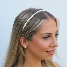 The stunning Cici headband is ideal for brides, bridesmaids or for any wedding/event. Made by hand in our UK studio using gorgeous real baroque freshwater pearls on a gold coloured metal headband. Simple, elegant and easy to wear whether your hair is up or down! Also available in silver.  All Kiri & Belle pieces are carefully handmade in the UK using the highest quality materials. Celebrating the unique and organic beauty of baroque pearls.  Final photo: Melissa Megan Photography We lovingly han Wedding Hair Pearl Band, Metal Headband, Pearl Headband, Organic Beauty, Wedding Event, Baroque Pearls, Badger, Freshwater Pearls, Silver