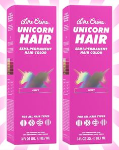 For some serious fantasy color, look to Lime Crime: the damage-free, semi-permanent color dye that transforms hair into vibrant color all from the comfort of your own home! Our Unicorn Hair Dye (Adult) is an easy, DIY-friendly formula that contains conditioning ingredients, fatty acids, and vitamins that help boost shine and moisturize. It is vegan and cruelty-free, and totally free of harsh chemicals like PPD, Peroxide, and Ammonia. The sugary citrus vanilla scent will make your magical transformation a fun one, and you can mix and match our 35+ bold shades to create original hues just for you! Juicy: A fuchsia semi-permanent hair color that will turn you into a real-life unicorn! Damage-Free Formula: Made with fatty acids and vitamins that help boost shine and provide extra moisturizatio Unicorn Hair Dye, Magical Transformation, Semi Permanent Hair Color, Vanilla Scent, Friends Diy, Unicorn Hair, A Vision Board, Permanent Hair Color, Semi Permanent