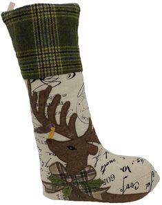 a christmas stocking with a deer on it