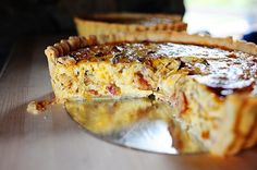 a close up of a pie on a table