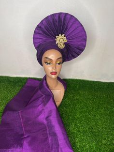 This beautiful purple autogele is made from hand woven Aso-oke. and it's already made which takes seconds to wear. :Gele is suitable for all heads and can be  customized into your own choice of colour. : These beautiful African ready to wear headgear is very easy to tie and comfortable, it gives you that complete African look within a minute. :The gele has an adjustment strap at the back which makes it one size fits all . Seeing is believing, we're here to serve you better and happy. :bulk orders takes 4-6weeks for making and delivery to your doorstep. please send a DM for a well reduced price for bulk orders. Handmade Purple Hat One Size, Adjustable Handmade Purple Hats, Handmade Purple Party Hat, Adjustable Purple Headwrap For Parties, Adjustable Purple Headwrap For Party, Seeing Is Believing, Aso Oke, All Seeing, Wedding Hats