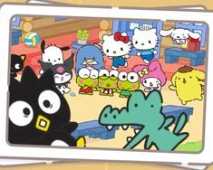 an animated image of hello kitty and other cartoon characters