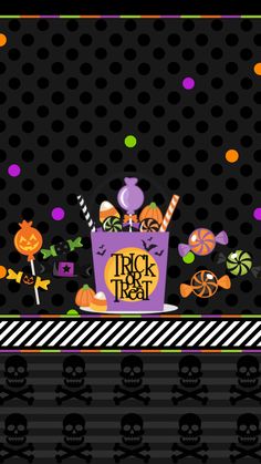 an image of halloween themed wallpaper with candy and candies in the dark background