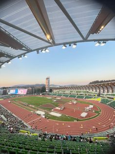 an empty stadium filled with lots of people