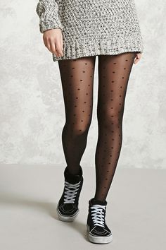 Polka Dot Tights Outfit, Tights And Sneakers, Net Tights, Polka Dot Tights, Fashion Tights, Tights Outfit, Black Sneakers, Edgy Outfits, Looks Style