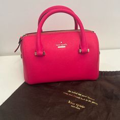 Kate Spade Hot Pink Mini Handbag Crossbody Leather Bag 8” X 5.5” X 4” Euc Hot Pink Kate Spade Purse, Kate Spade Red Bags For Daily Use, Kate Spade Luxury Red Bag, Pink Kate Spade Crossbody Purse, Kate Spade Pink Double Handle Shoulder Bag, Pink Mini, Mini Handbags, Cross Body Handbags, Mini Bag