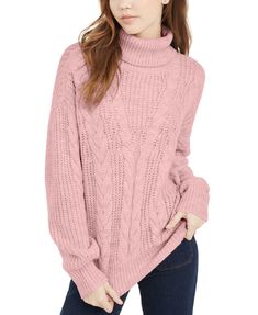 Approx. model height is 5'10" and she is wearing size medium|Relaxed fit|Turtleneck|Runs small, we suggest sizing up for the perfect fit|Acrylic/nylon/polyester|Machine washable|Imported Blush Pink Sweater, Cable Knit Turtleneck, Dusty Blush, Cable Knit Turtleneck Sweater, Fitted Turtleneck, Knit Turtleneck, Knit Turtleneck Sweater, Almost Famous, Women Sleeve