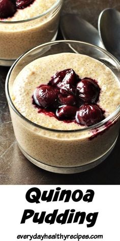 two bowls filled with oatmeal topped with cherries