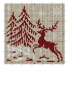 a cross stitch pattern with reindeers and trees