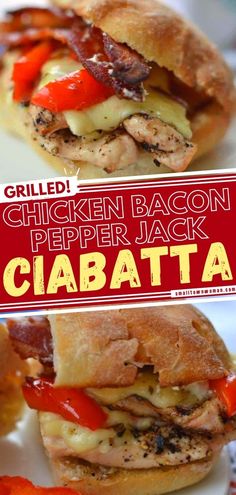 GRILLED CHICKEN BACON PEPPER JACK CIABATTA Chicken Breast Sandwich Recipes, Ciabatta Sandwich, Grilled Onion, Chicken Breast Sandwich, Small Town Woman, Chicken Grilled, Bacon Sandwich, Chicken Sandwich Recipes, Buttermilk Fried Chicken