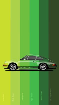 a green and black car on a striped background