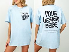 Tshirt Front And Back Mockup, Light Blue T Shirt, Blue T Shirt, Tshirt Mockup, Shirt Mockup, Save Image, Blue Tshirt, Design Store, Stationery Design