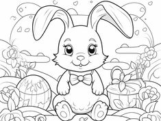 illustration of Cute Easter bunny coloring Bunny Coloring, Easter Bunny Colouring, Cute Easter Bunny, Cute Easter