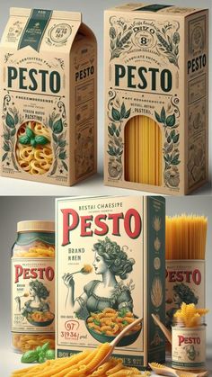 three different boxes with pasta in them