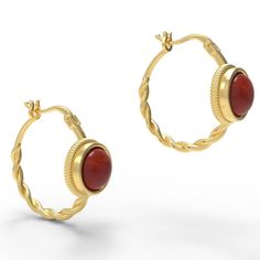 Les boucles d'oreilles romaines se ferment souvent sur le devant! Ces boucles d'oreilles ornées comportent une belle boucle torsadée et une pierre cabochon ronde maintenue dans un cadre de lunette sculpté magnifiquement délicat. Ils sont basés sur un exemple romain datant du IIIe siècle après JC.

Ces boucles d'oreilles sont disponibles en deux tailles de boucles, et avec différentes pierres indiquées ci-dessous, qui sont également présentées sur les photos. Veuillez indiquer votre choix de pier Elegant Jewelry With Polished Finish And Round Stone, Gold Byzantine Jewelry With Cabochon, Byzantine Gold Cabochon Jewelry, Byzantine Gold Jewelry With Cabochon, Formal Cabochon Earrings In Fine Jewelry Style, Formal Cabochon Fine Jewelry Earrings, Elegant Yellow Gold Jewelry With Cabochon, Elegant Yellow Gold Cabochon Jewelry, Elegant Brass Jewelry