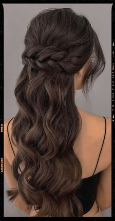 Boho Braid Half Up Volume Hair - Hairstyle Idea Prom Hairstyles Pictures, Medium Length Hairstyles For Bridesmaids, Prom Hairstyles Half Up Half Down Braid Brown Hair, Half Up Half Down Graduation Hair, Class Hairstyles, Cute Prom Hairstyles, Prom Hairstyle, Simple Prom Hair, Quince Hairstyles