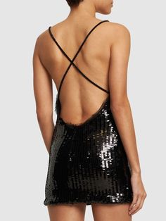 Find ROBERTO CAVALLI Sequined Mini Dress on Editorialist. This mini dress features fixed straps that crisscross at the back. It is embellished with sequins. Backless Cocktail Dress With Contrast Sequin, Backless Sequin Dresses For Night Out, Glamorous Low Back Party Dress, Backless Sequin Cocktail Dress, Black Backless Dress With Lace-up Back For Party, Black Backless Party Dress With Lace-up Back, Party Dress With Lace-up And Strappy Back, Party Black Backless Dress With Lace-up Back, Glamorous Party Mini Dress With Lace-up Back